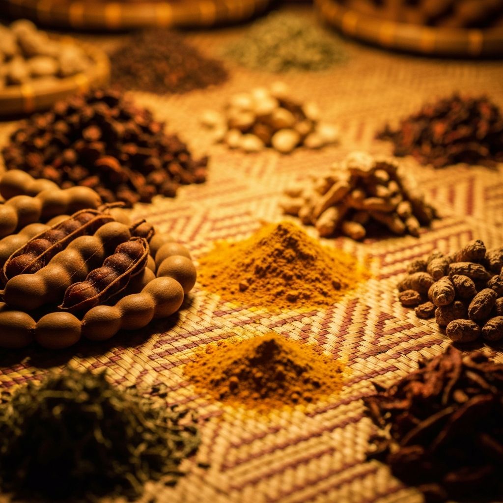 Dried tropical herbs and spices